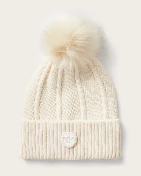 Kids Willow Pom Beanie in Chalk