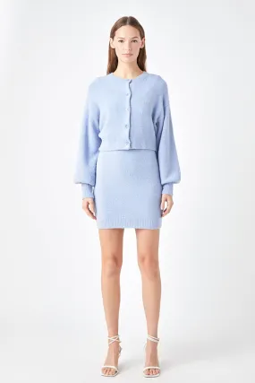Knitted Puff Sleeve Cardigan