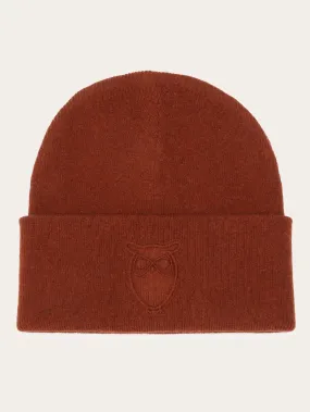 Lambswool Logo Embossed Beanie RWS - Fired Brick