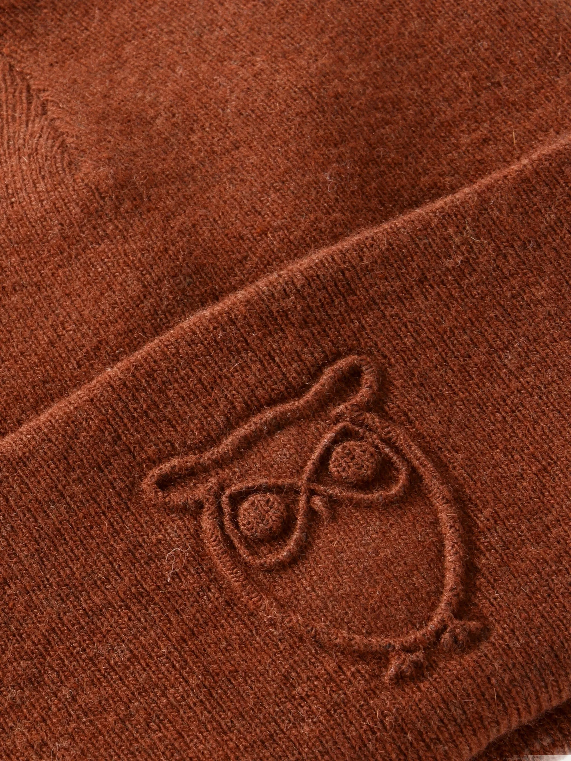 Lambswool Logo Embossed Beanie RWS - Fired Brick
