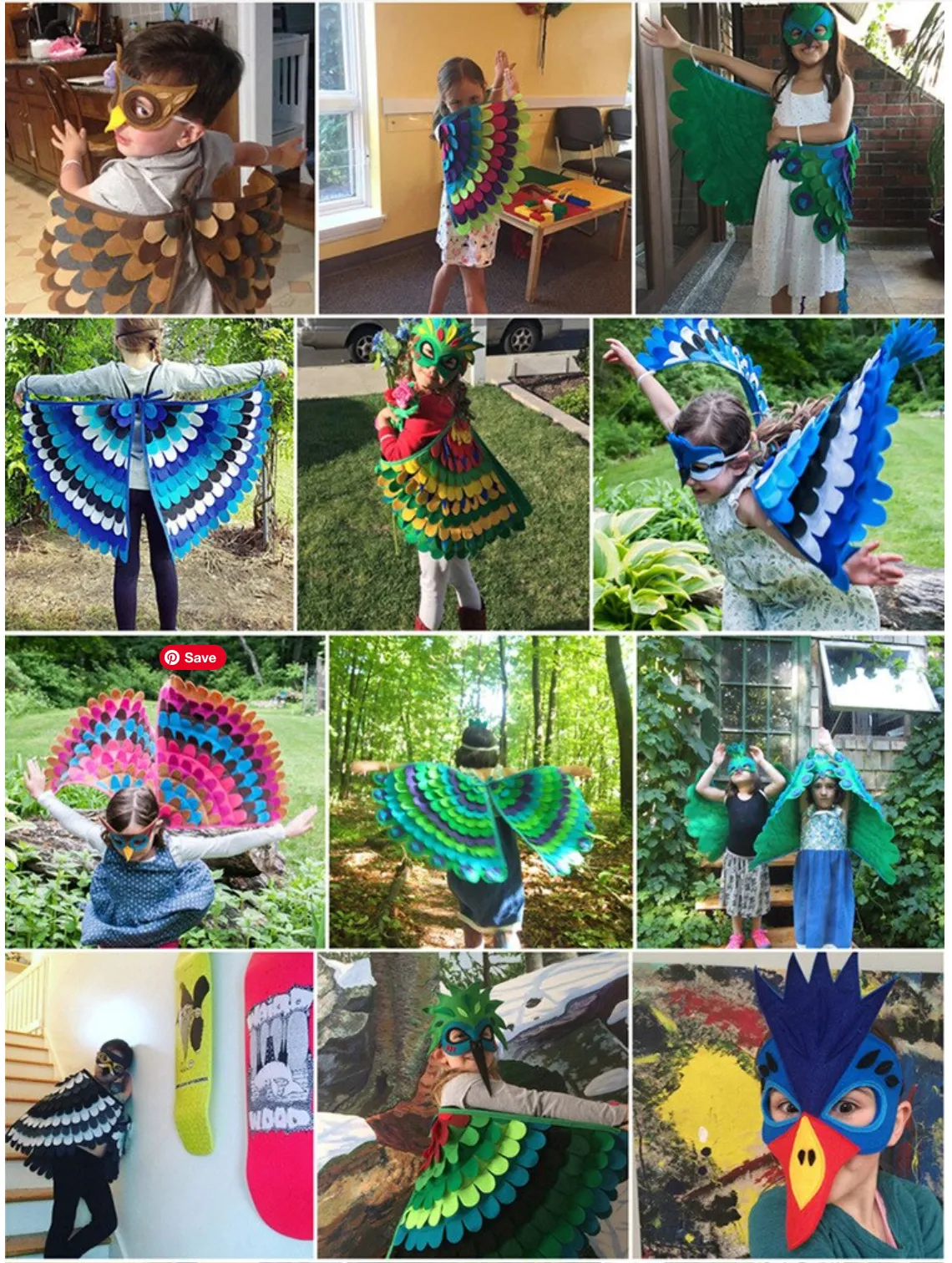 Large Felt Bird Wings and Masks Book Week Costumes Dress Up