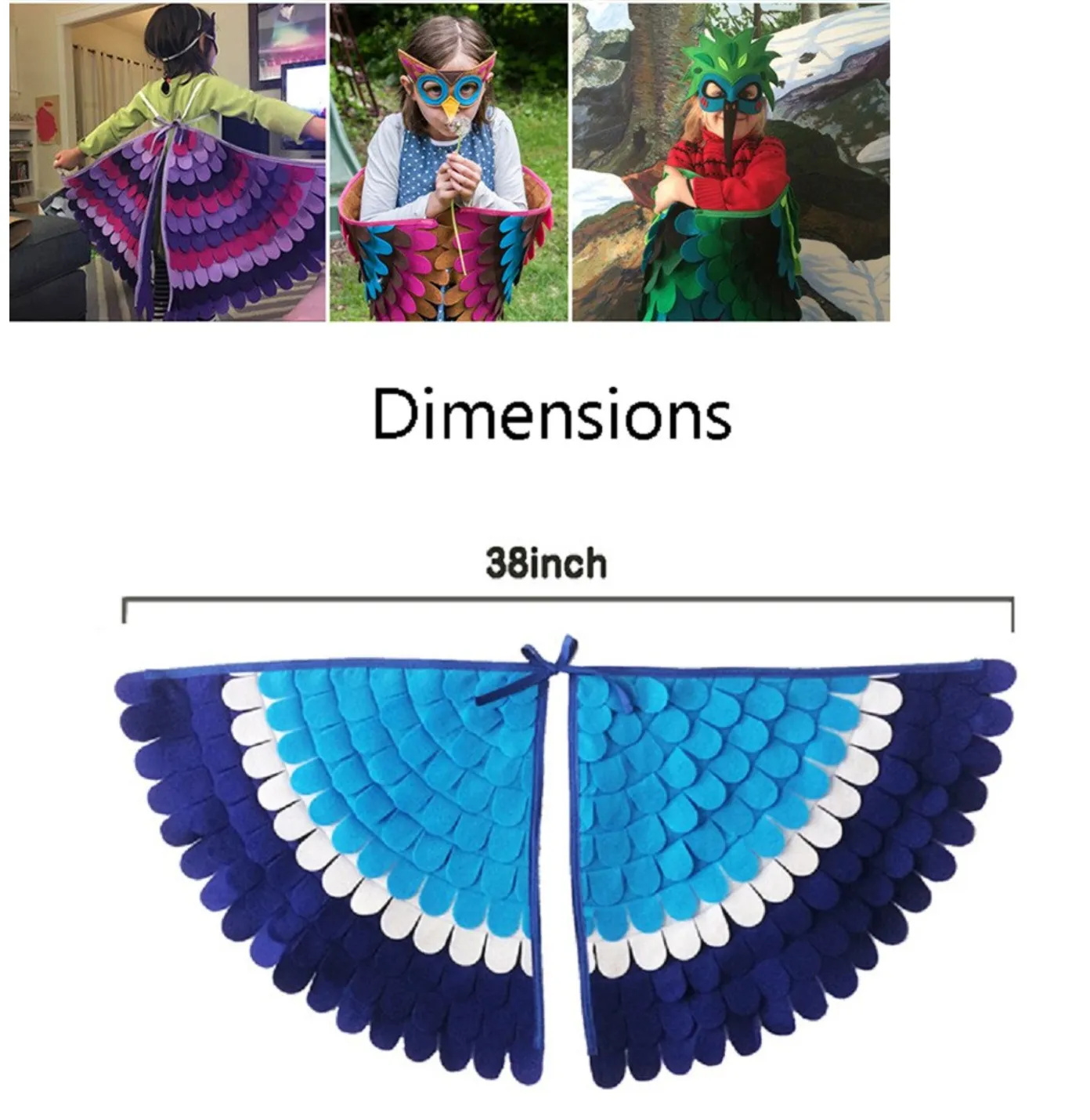 Large Felt Bird Wings and Masks Book Week Costumes Dress Up