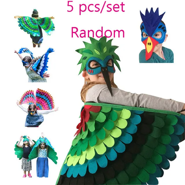 Large Felt Bird Wings and Masks Book Week Costumes Dress Up