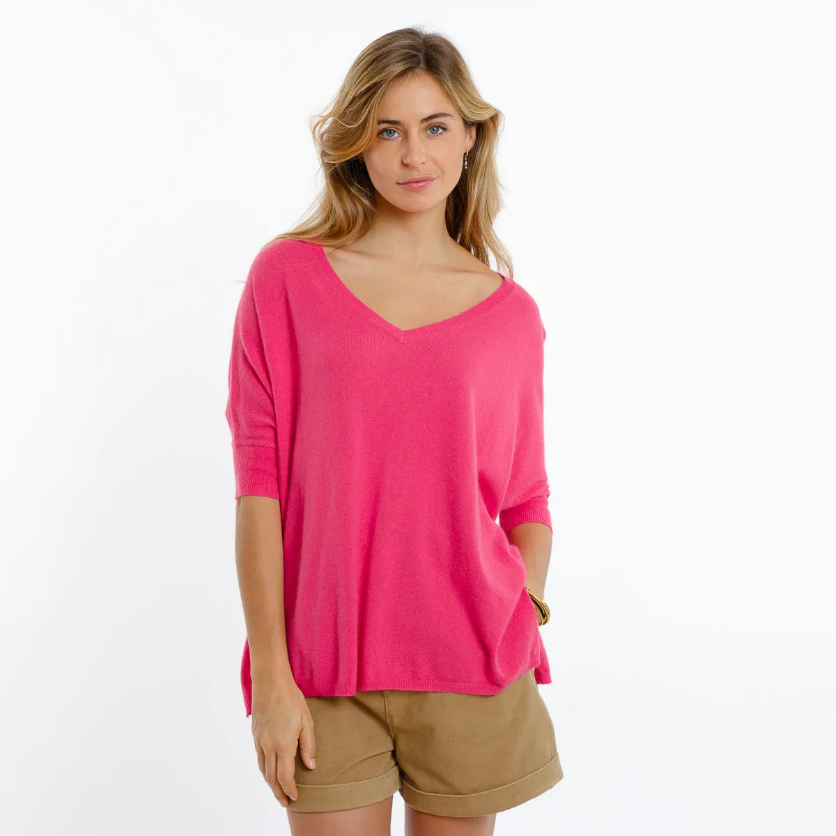 LAURINA SHORT SLEEVED JUMPER (FUCHSIA)
