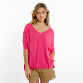 LAURINA SHORT SLEEVED JUMPER (FUCHSIA)
