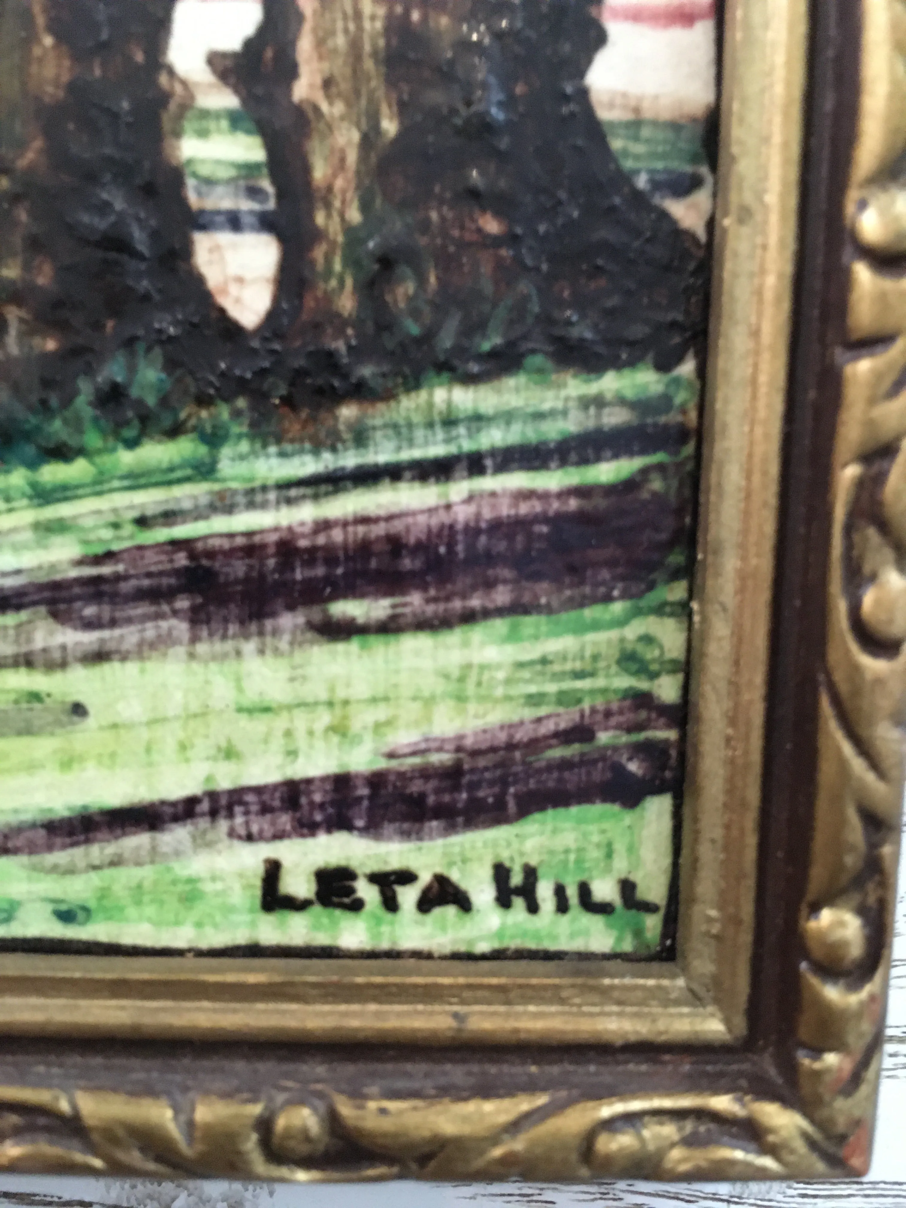 Leta Hill - Le Hi Pottery (South African) Ceramic Tile - hand painted cape dutch Decoration Kroonendahl 1800 - Studio Art Pottery