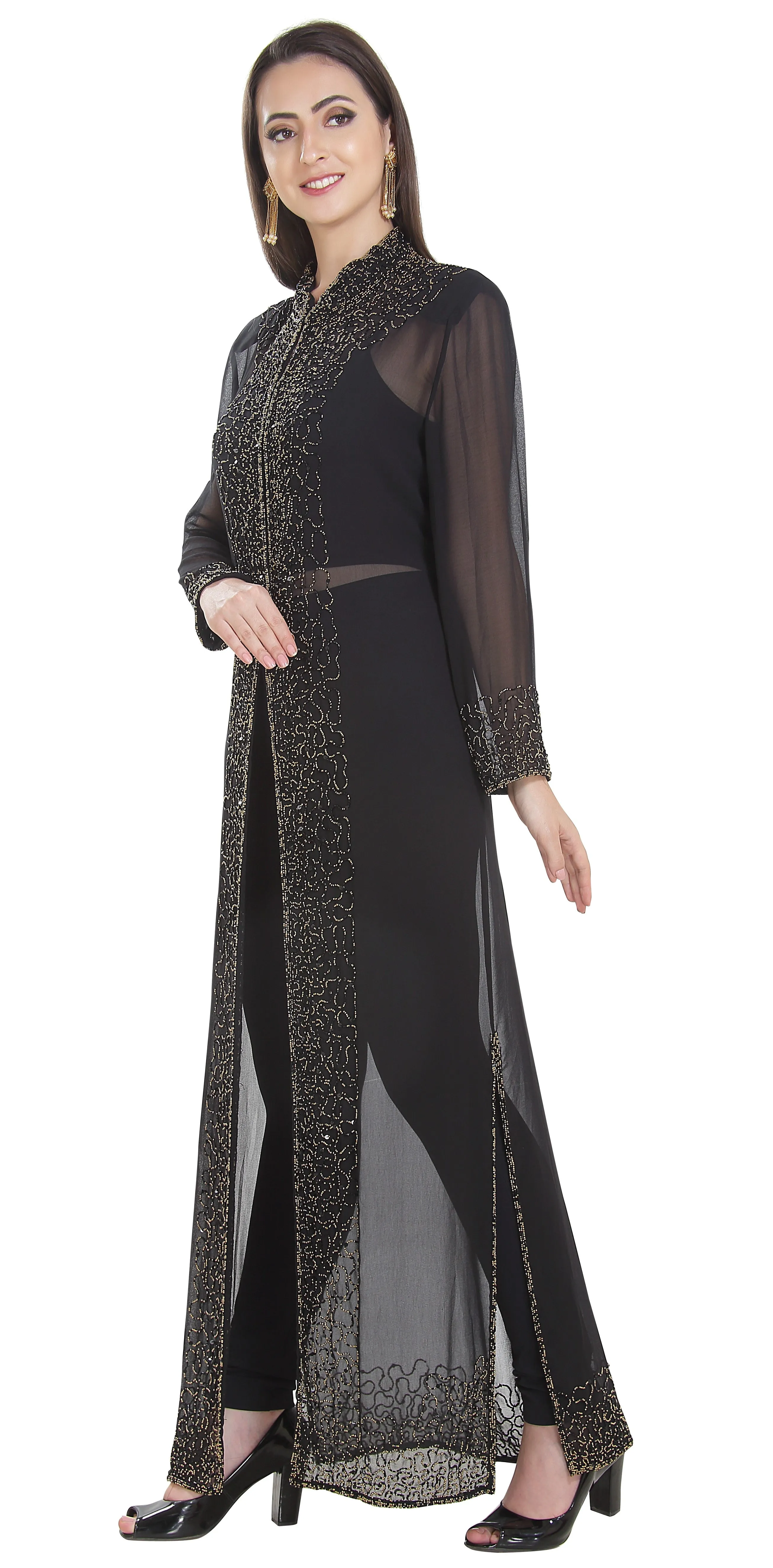 Long Overcoat Jacket With Embroidery