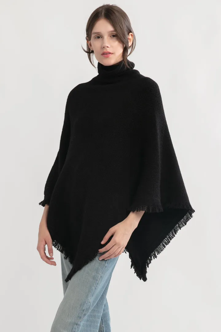 Look By M Tassel Knit Cape Poncho SM2415
