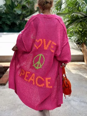 Love and Peace Mid-Length Cardigan Sweater for Curvy Gals