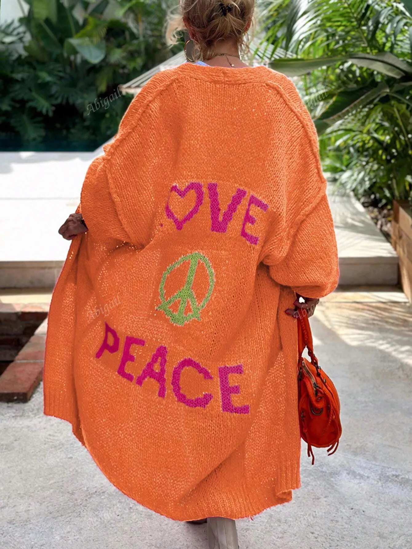 Love and Peace Mid-Length Cardigan Sweater for Curvy Gals