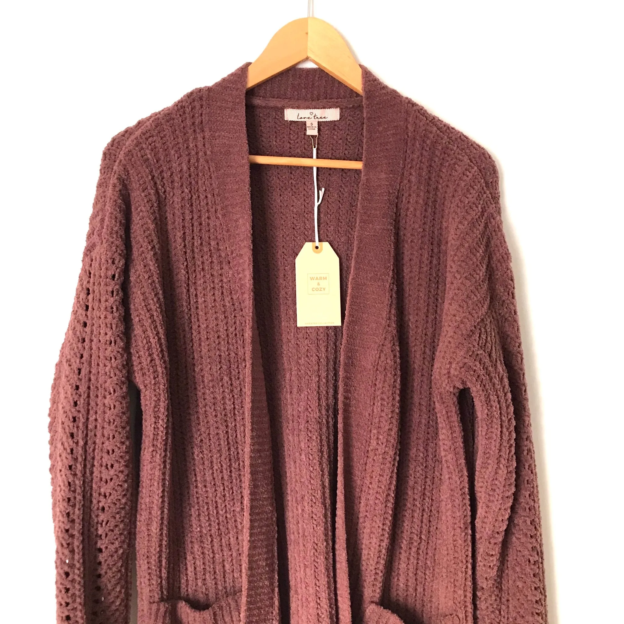 Love Tree Purple Chenille Cardigan NWT- Size S