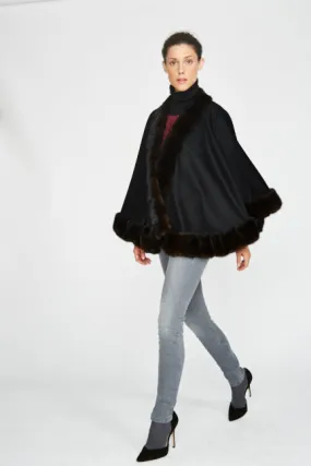 Mahogany Mink Fur Cashmere Cape (Petite)