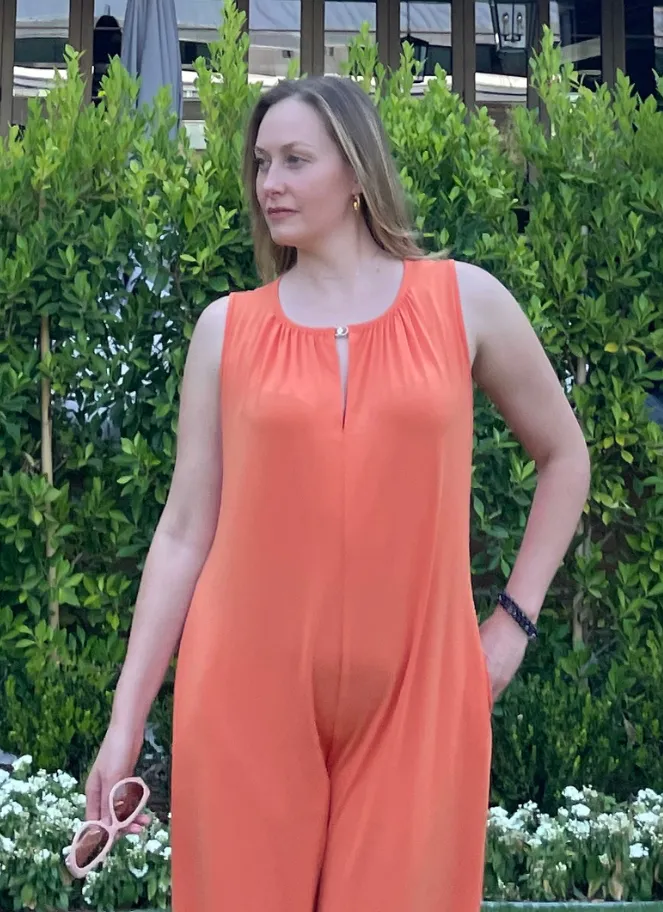 Maria Bellentani tangerine colour jumpsuit