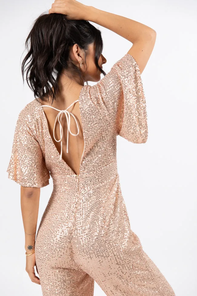 Martini Moments Champagne Sequin Jumpsuit FINAL SALE
