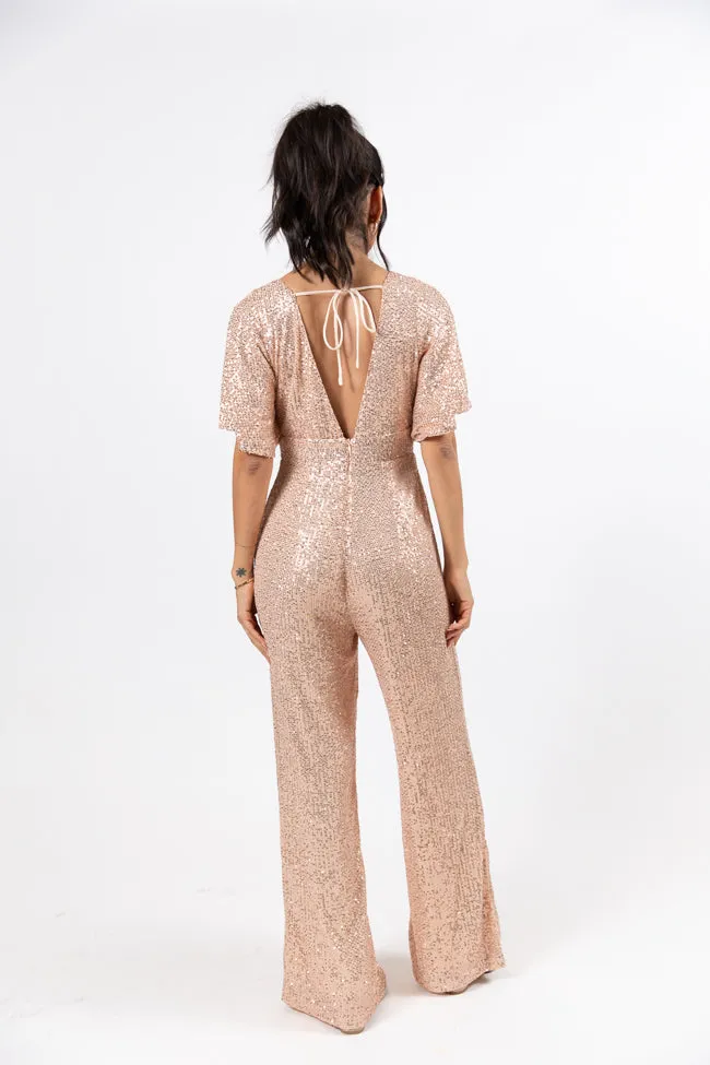 Martini Moments Champagne Sequin Jumpsuit FINAL SALE