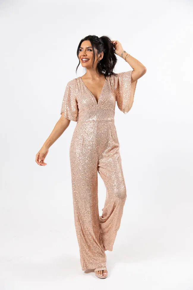 Martini Moments Champagne Sequin Jumpsuit FINAL SALE