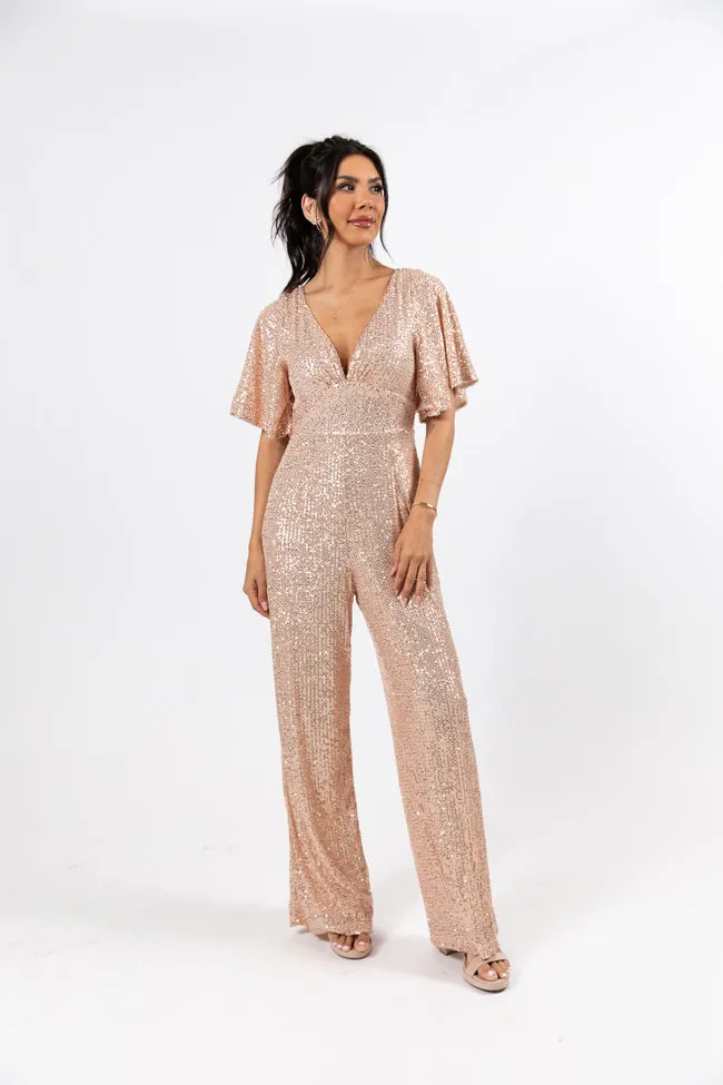Martini Moments Champagne Sequin Jumpsuit FINAL SALE