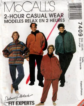 McCall's 7409 Palmer Pletsch Womens Mens UNISEX Winter Tracksuits & Headband 1990s Vintage Sewing Pattern Size 42 44 XL UNCUT Factory Folded