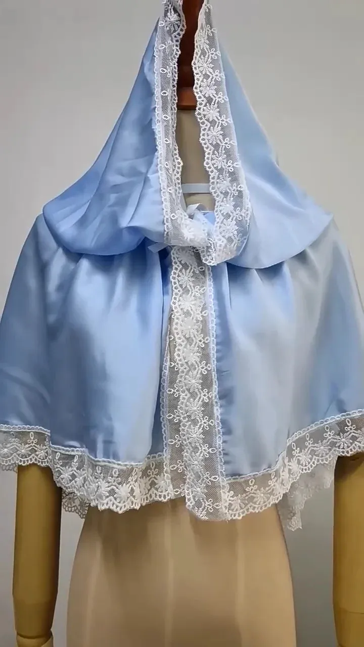Medieval Lace Trim Hooded Cape Short Cloak