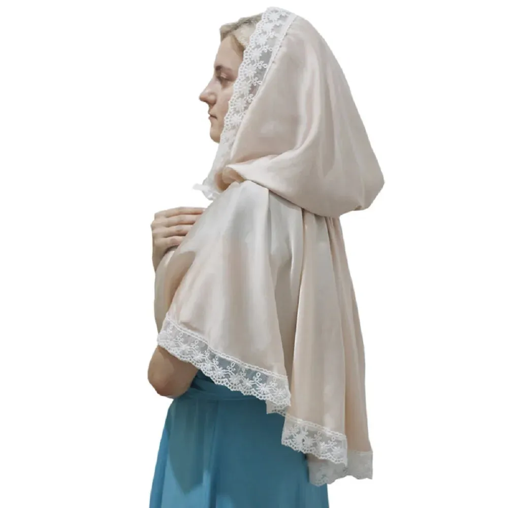 Medieval Lace Trim Hooded Cape Short Cloak
