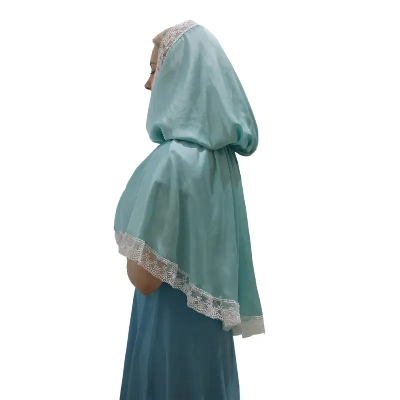 Medieval Lace Trim Hooded Cape Short Cloak