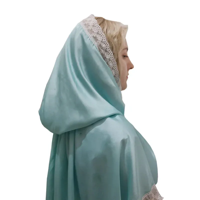 Medieval Lace Trim Hooded Cape Short Cloak