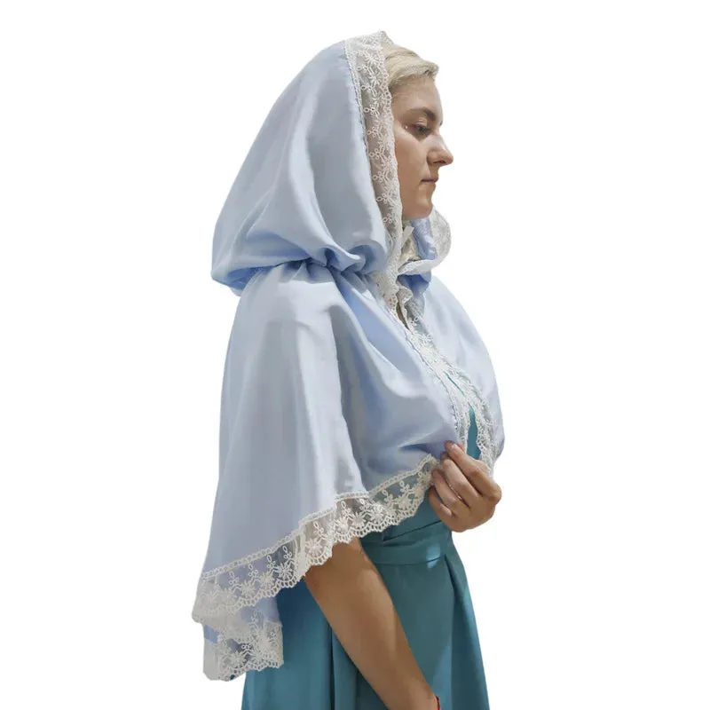 Medieval Lace Trim Hooded Cape Short Cloak
