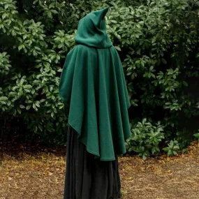 Medieval Short Velvet Witch Wizards Hooded Cloak