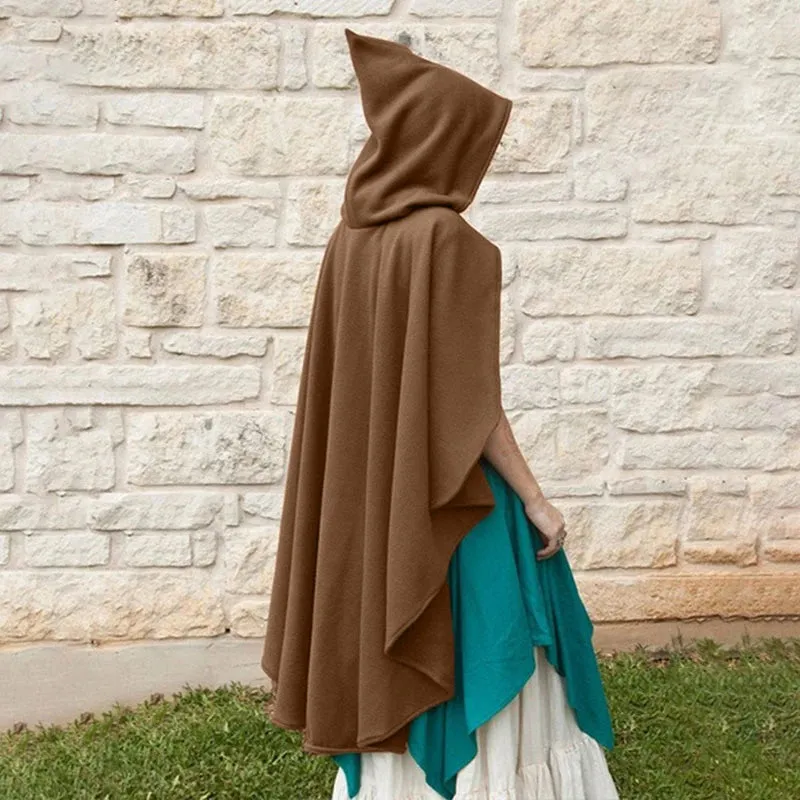 Medieval Short Velvet Witch Wizards Hooded Cloak