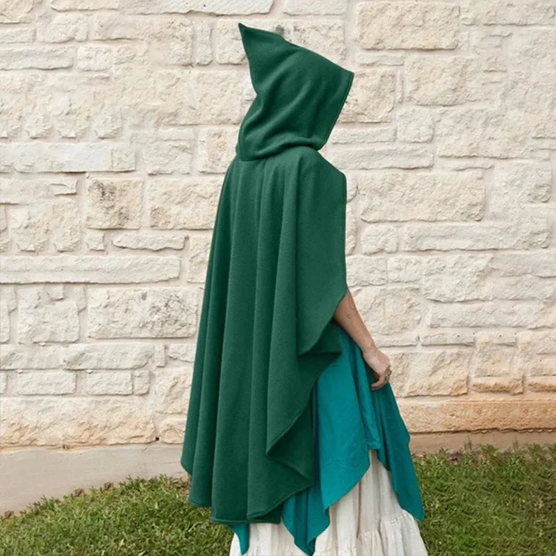 Medieval Short Velvet Witch Wizards Hooded Cloak
