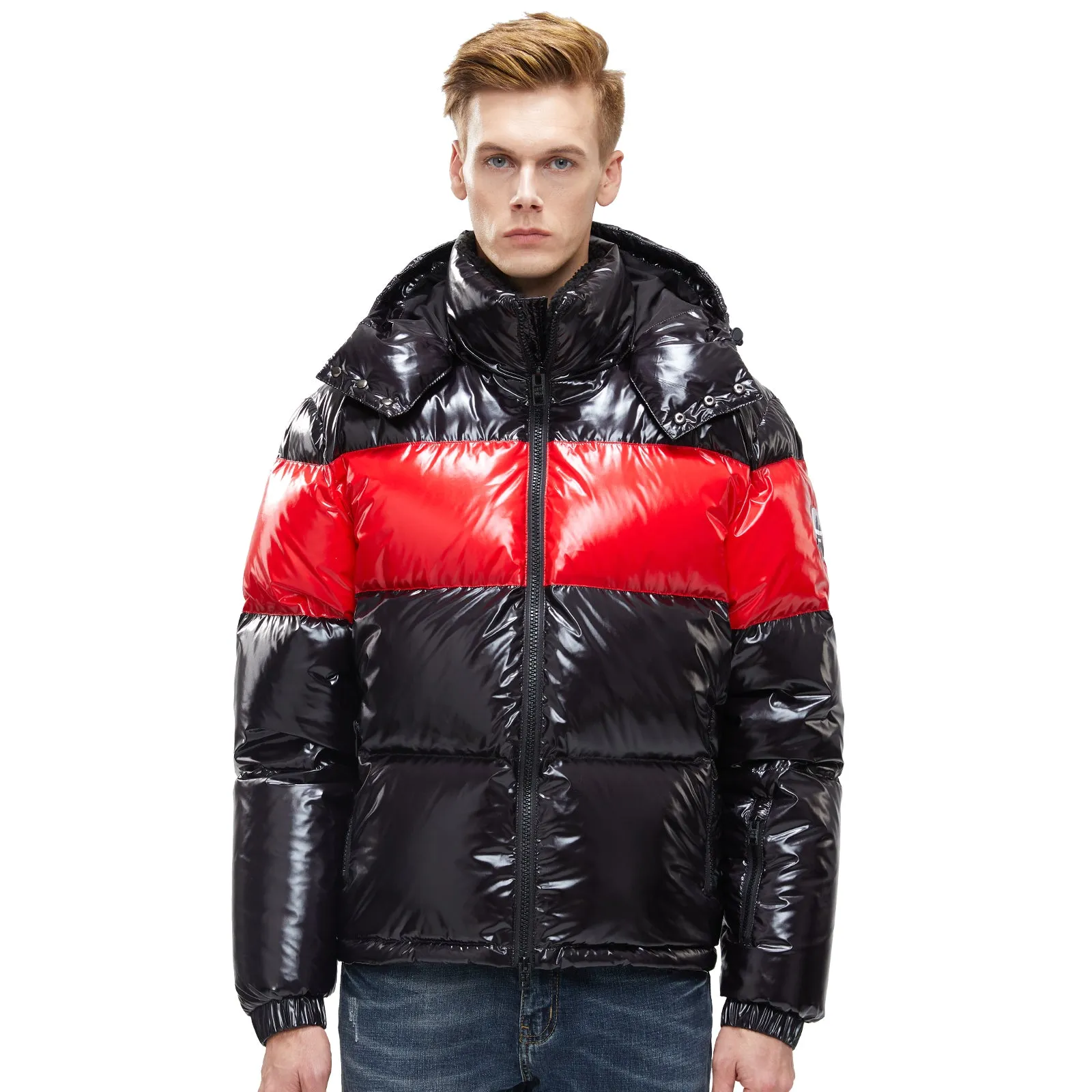 Mens winter Jacket Glossy Shiny Goose Down