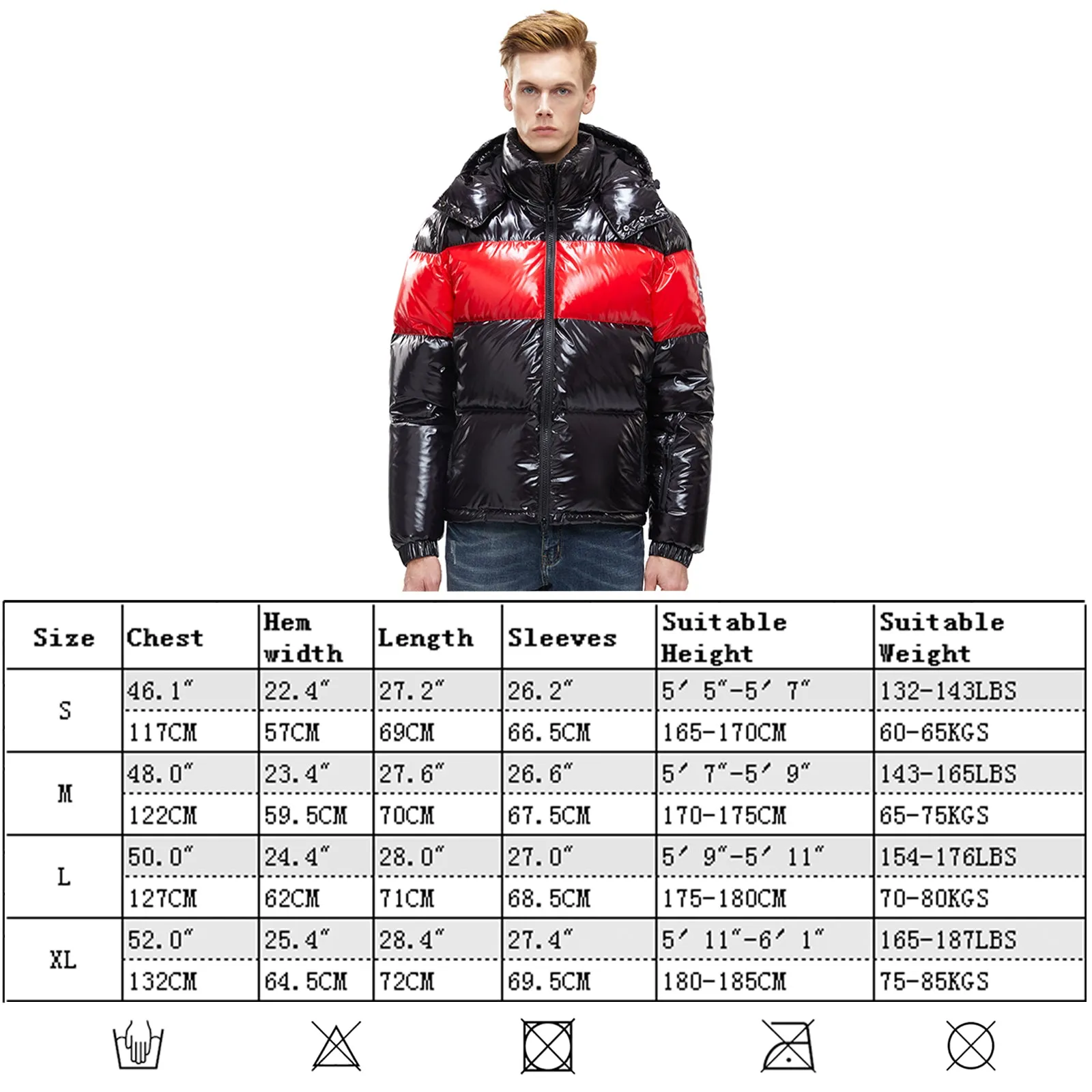 Mens winter Jacket Glossy Shiny Goose Down