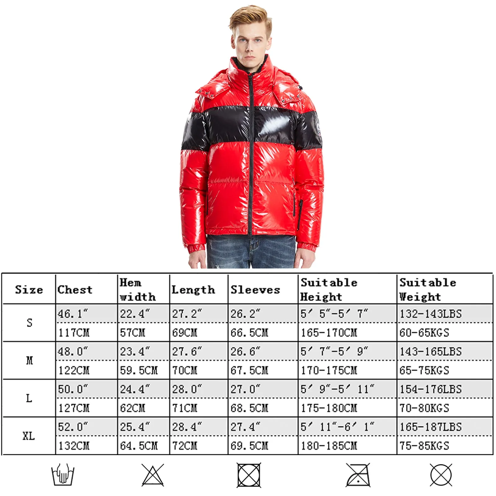 Mens winter Jacket Glossy Shiny Goose Down