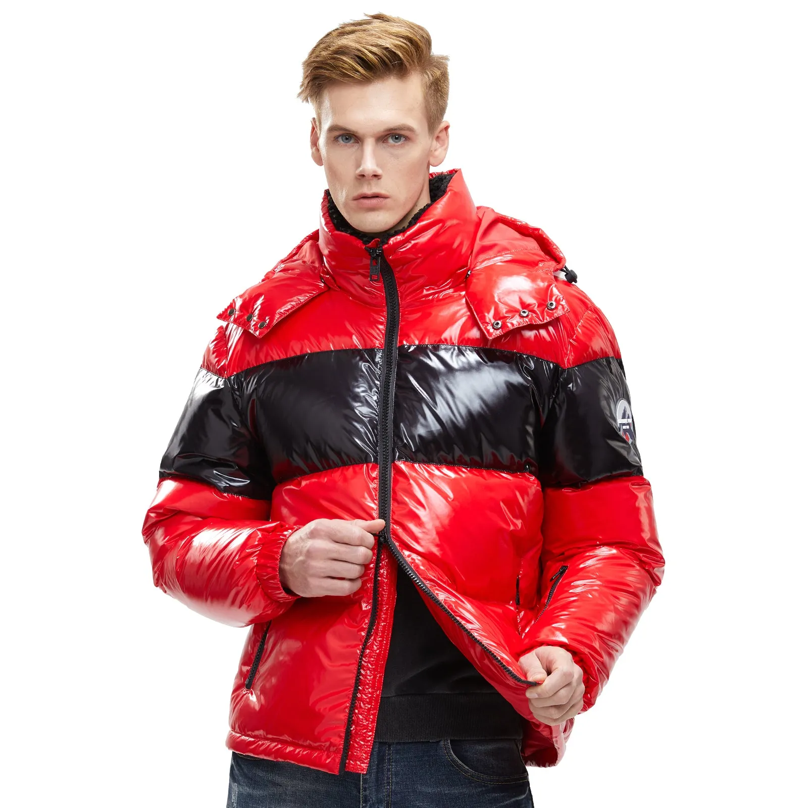 Mens winter Jacket Glossy Shiny Goose Down