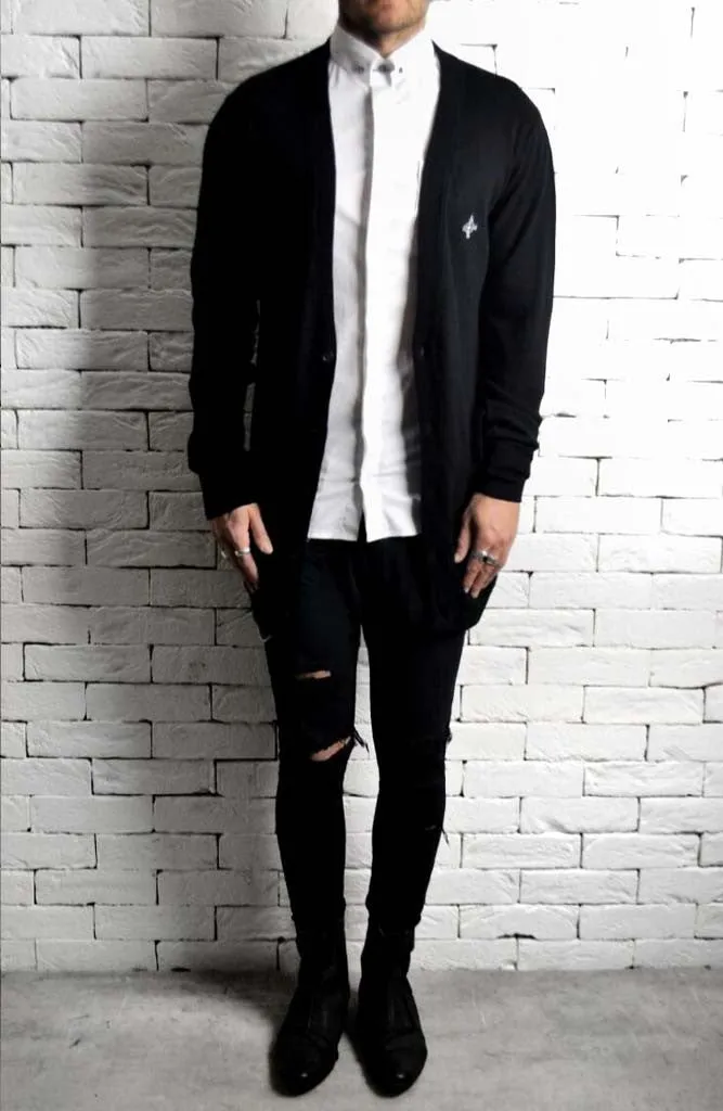 Merino Button Cardigan - Black