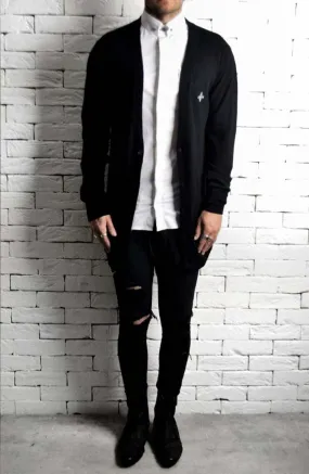 Merino Button Cardigan - Black