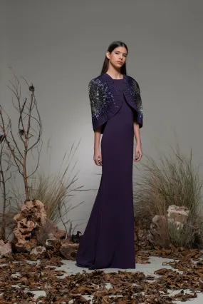 Mermaid Dress with Embroidered Cape
