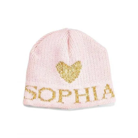 Metallic Single Heart Personalized Knit Hat