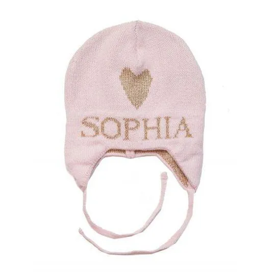 Metallic Single Heart Personalized Knit Hat