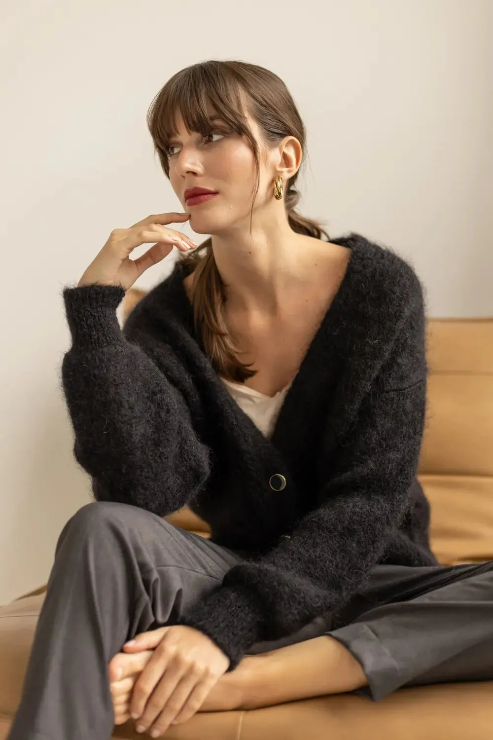 Mia Mohair Cardigan Black