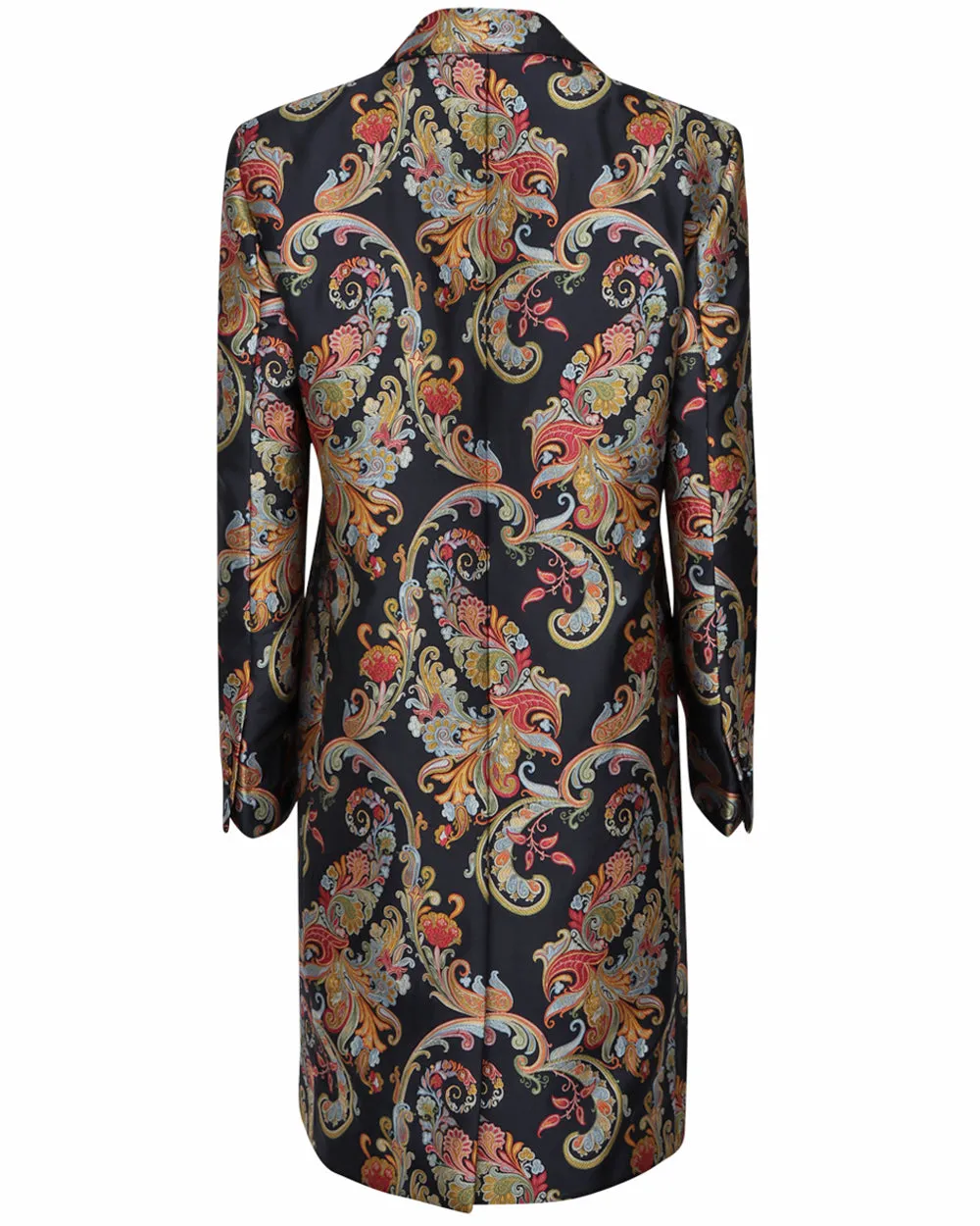 Navy Multicolor Paisley Overcoat
