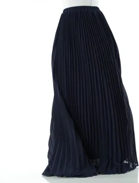 Navy pleated chiffon Maxi Skirt