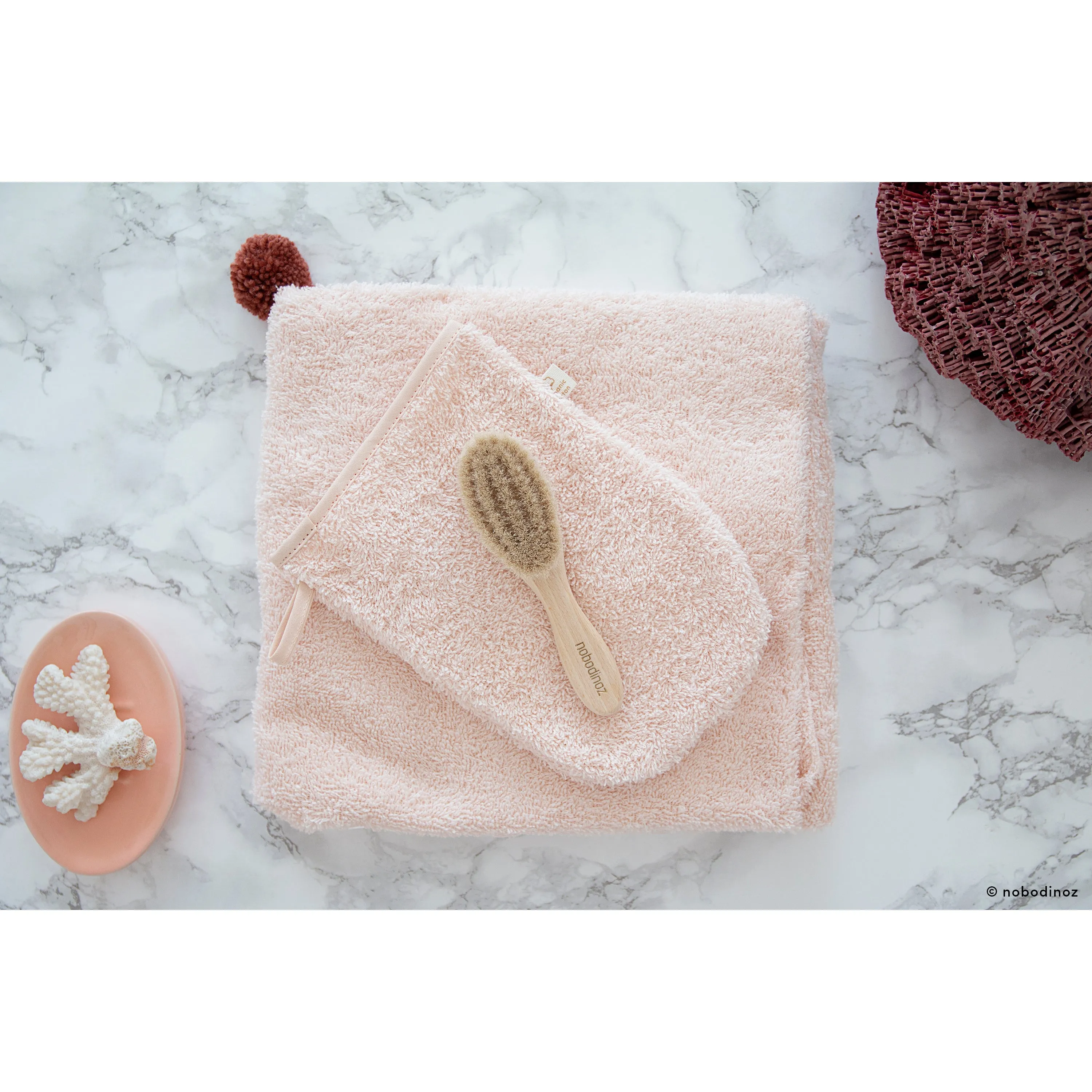 nobodinoz Cute Baby Bath Cape Pink