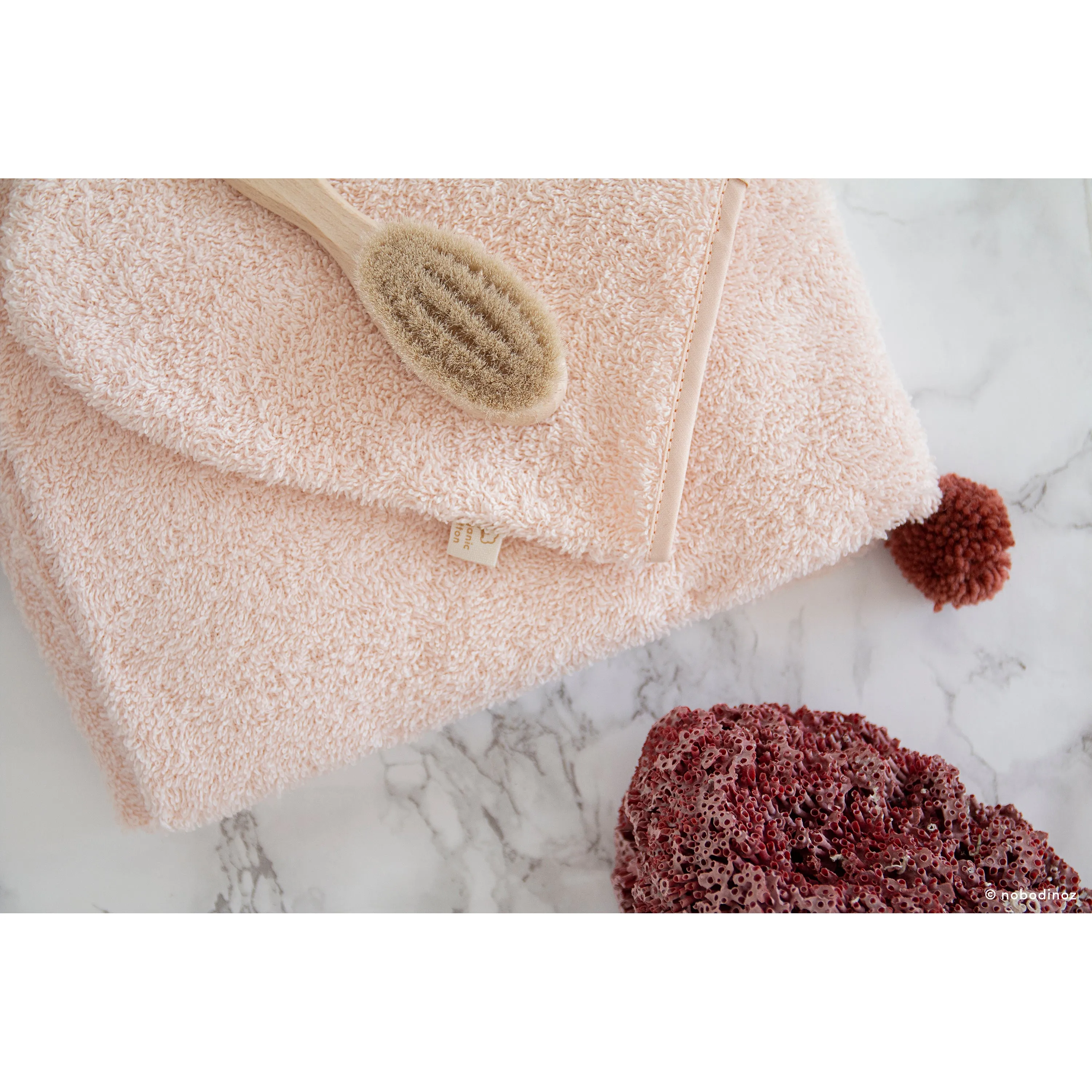 nobodinoz Cute Baby Bath Cape Pink