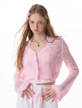 Open Knit Cropped Cardigan