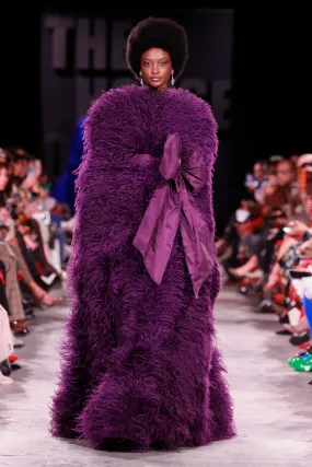 Ostrich Feather Cape Gown with Taffeta Bow