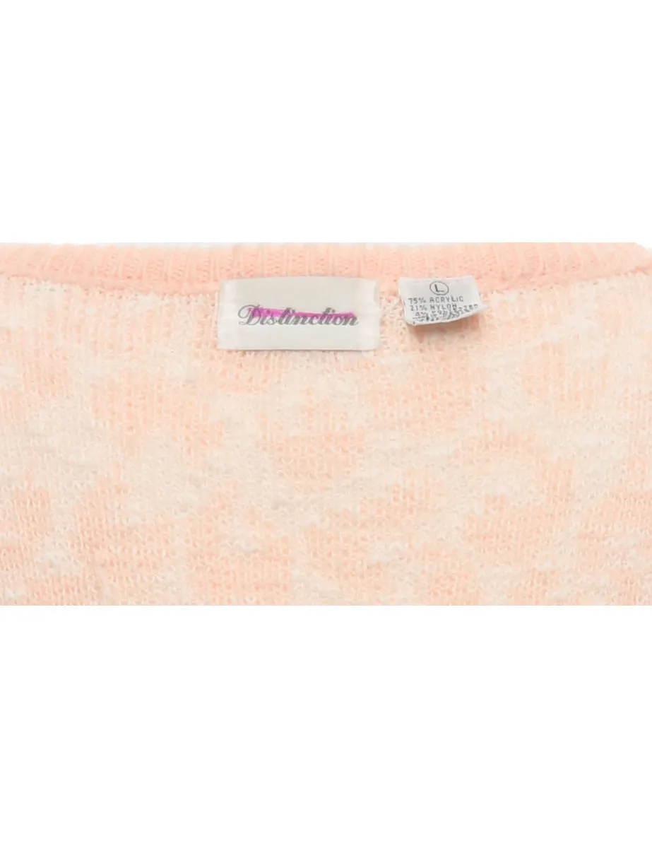 Patterned Pastel Peach Jumper - L