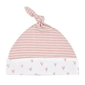 PINK HEART STRIPE HAT 6-12 MONTHS