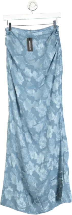 PrettyLittleThing Blue Floral Low Rise Fishtail Maxi Skirt UK 8