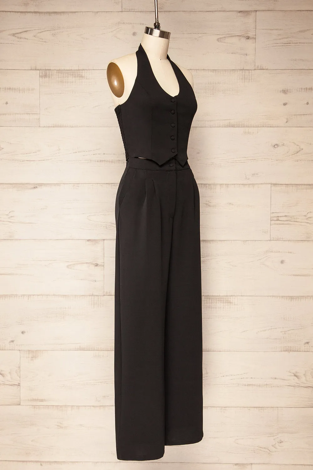 Ramses Black | Jumpsuit w/ Halter-Neck Vest Top